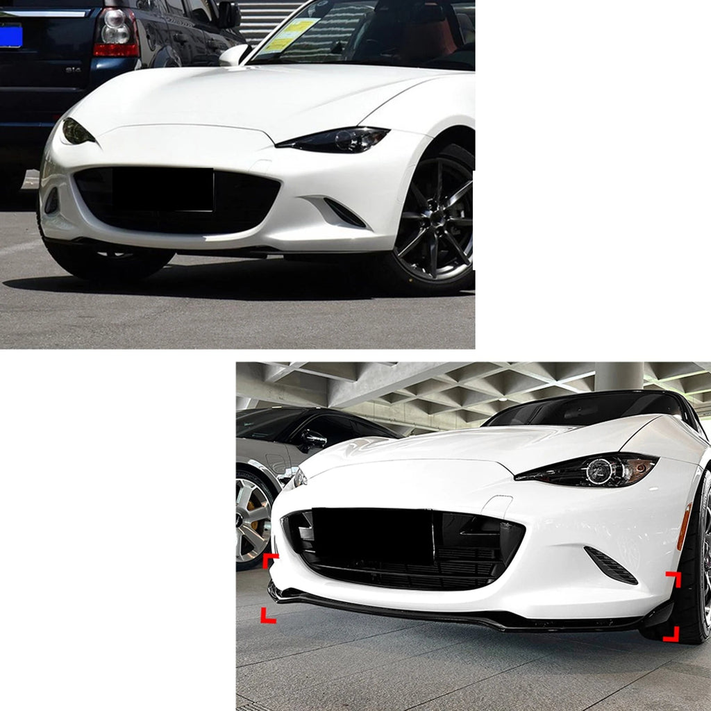 2016-2026 Mazda MX-5 Miata (ND) Front Bumper Lip Spoiler — Gloss Black or Carbon-Look