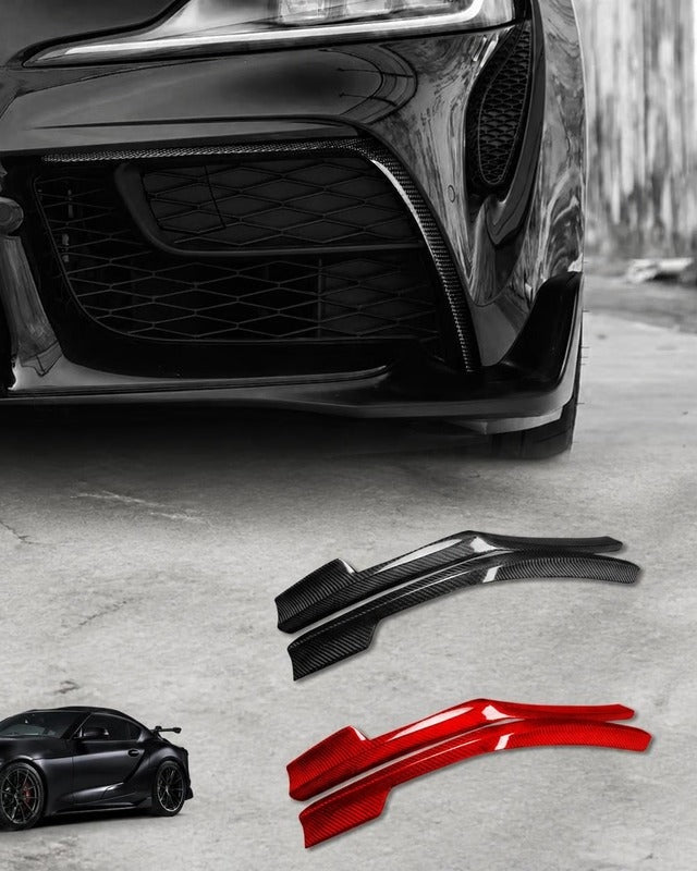 2020-2024 Toyota GR Supra A90/A91 Front Bumper Lower Garnish Cover — Carbon Fiber, Red or Black