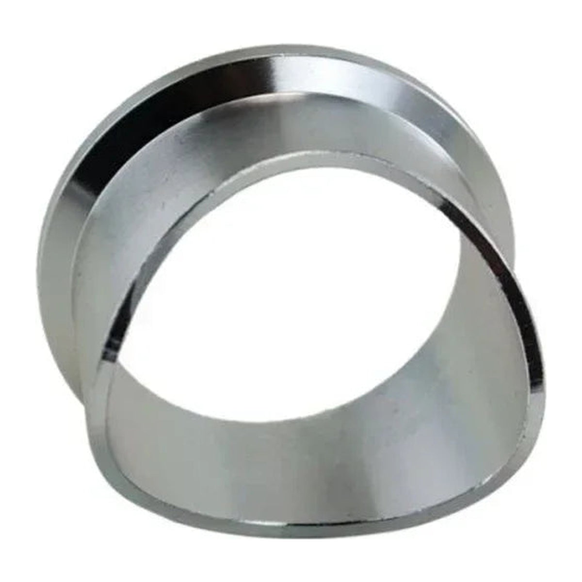50mm aluminum BOV weld-on flange, angled view of the flange lip and bore