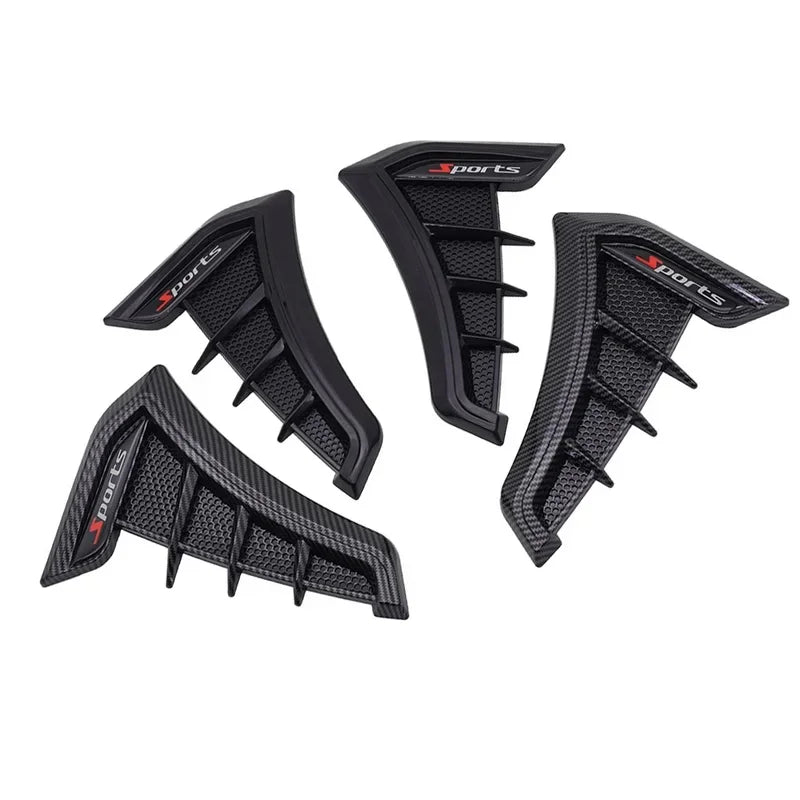 Universal Fender Vent Covers (2-Piece Set) — TPU Rubber, Black or Carbon Color