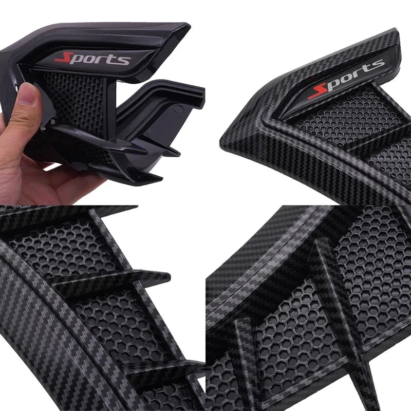 Universal Fender Vent Covers (2-Piece Set) — TPU Rubber, Black or Carbon Color