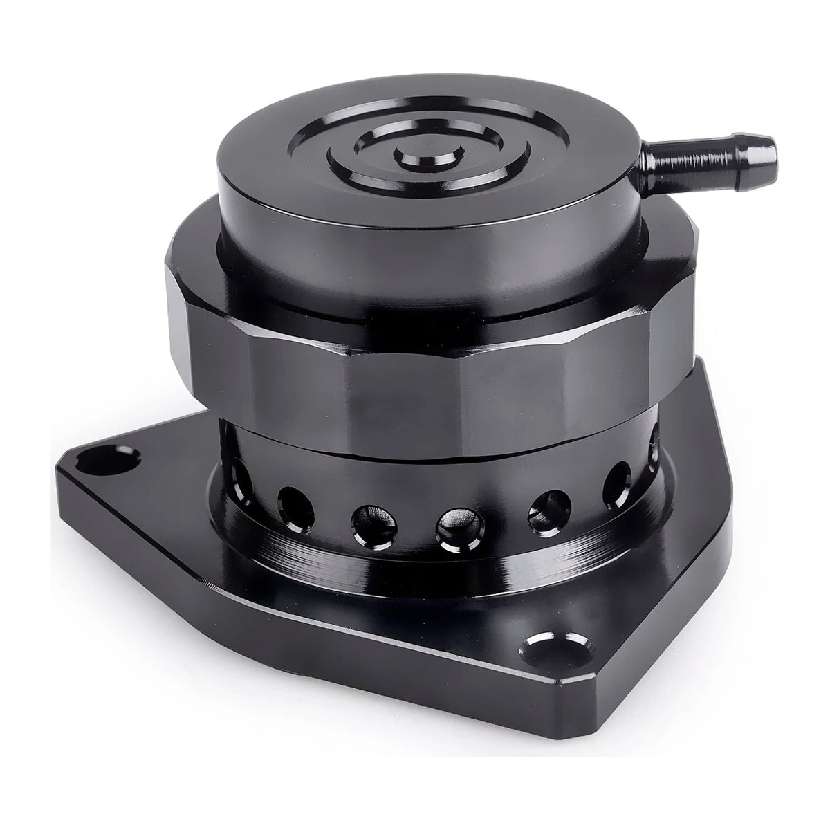 Black aluminum blow-off valve for 2016-2023 Honda Civic 1.5T, angled view