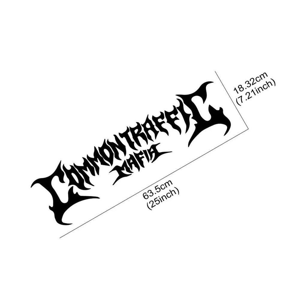 Common Traffic Mafia decal dimensions: 63.5 cm (25 in) by 18.3 cm (7.2 in)