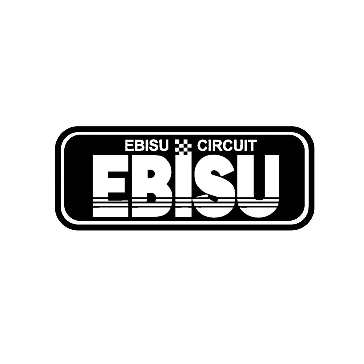 Ebisu Circuit-style slap sticker, style 1: black badge with white lettering