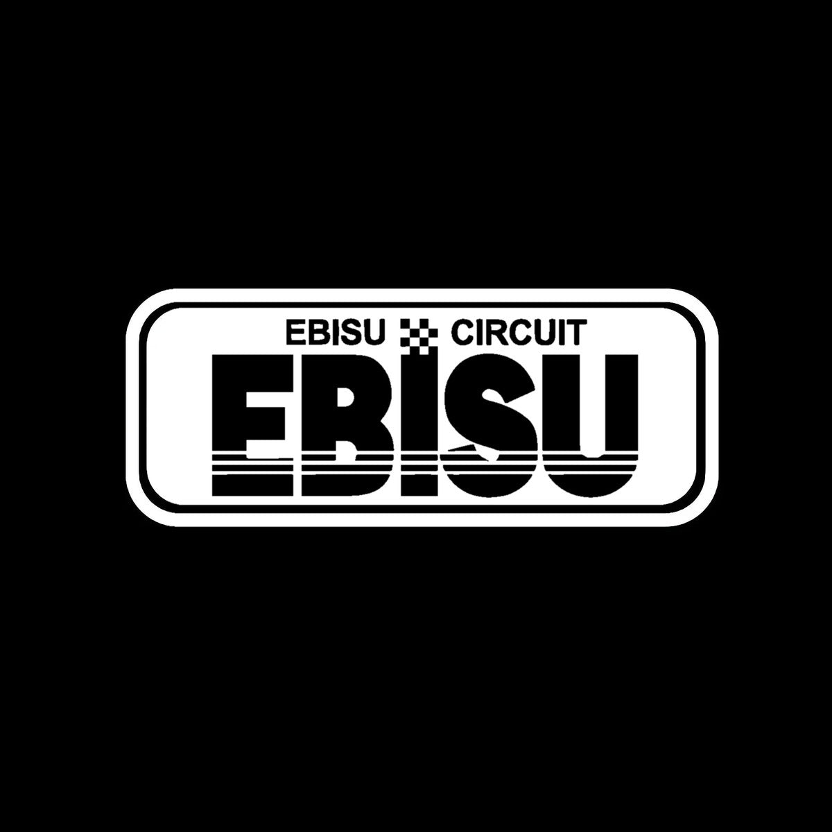 Ebisu Circuit-style slap sticker, style 2: white badge with black lettering