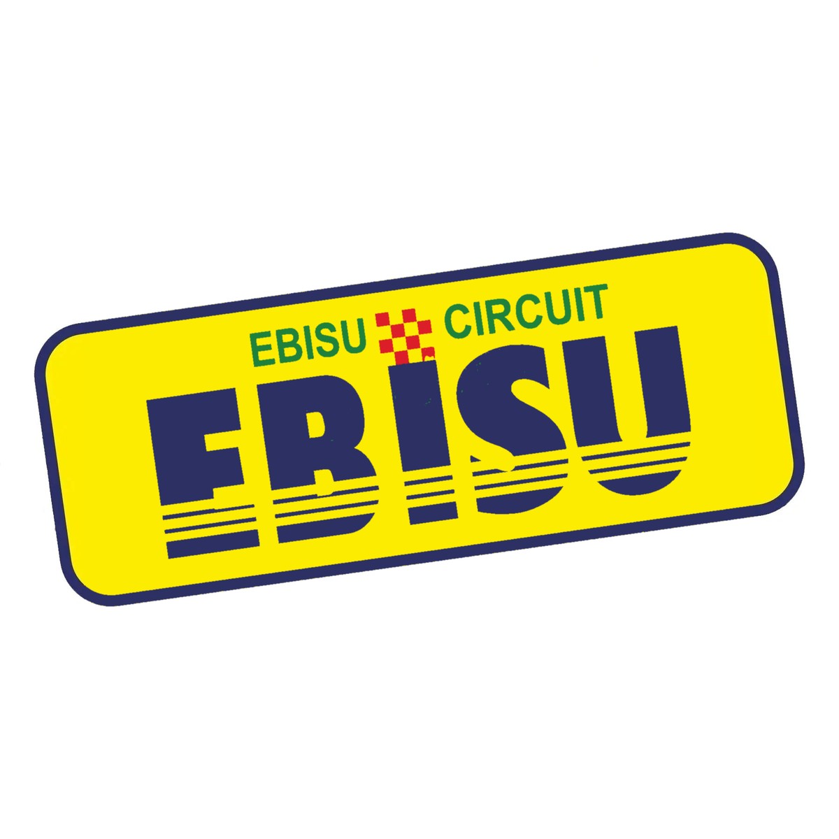 Ebisu Circuit-style slap sticker, style 3: yellow full-color badge