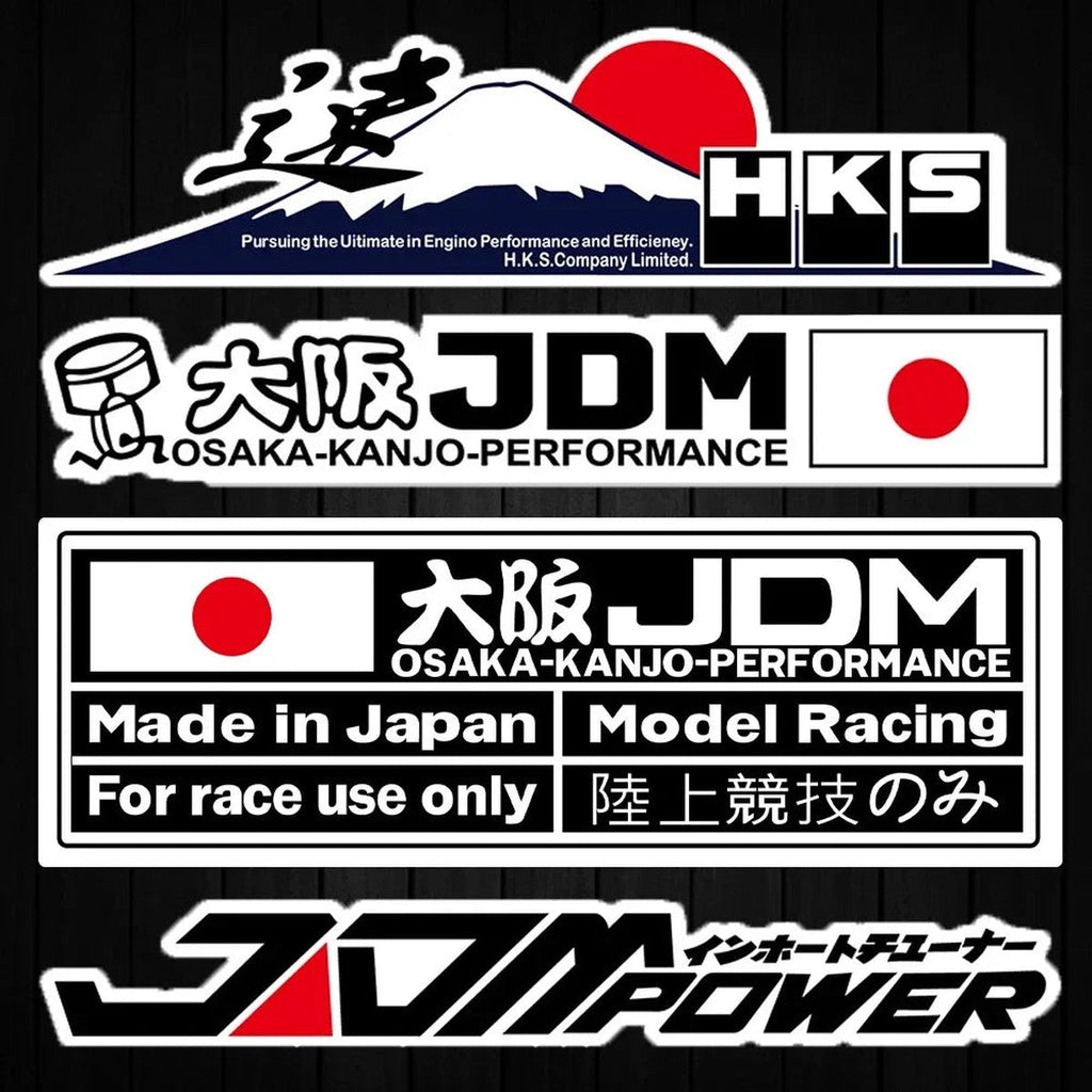 HKS-style Mt. Fuji sticker set with Osaka JDM and JDM Power designs