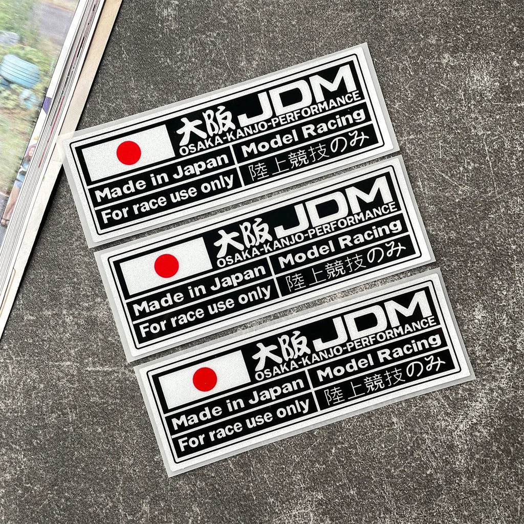 Three Osaka JDM Made in Japan reflective stickers