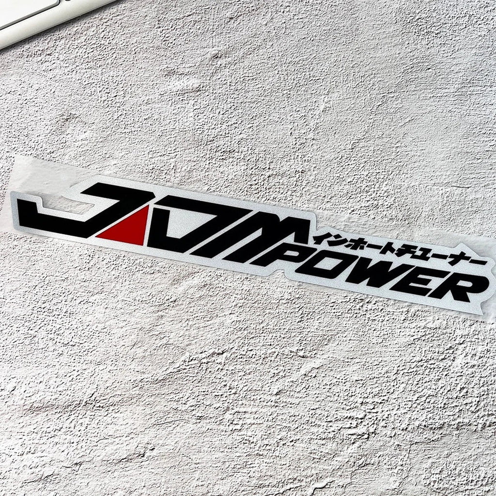 JDM Power reflective sticker on a white surface