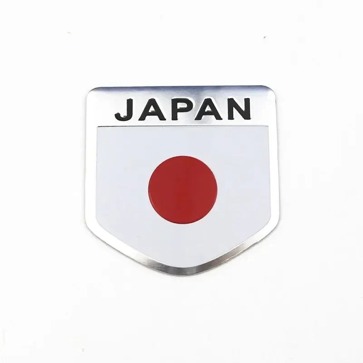 Shield-shaped Japan flag aluminum emblem, style B