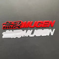 Red Mugen-style metal emblem with adhesive backing