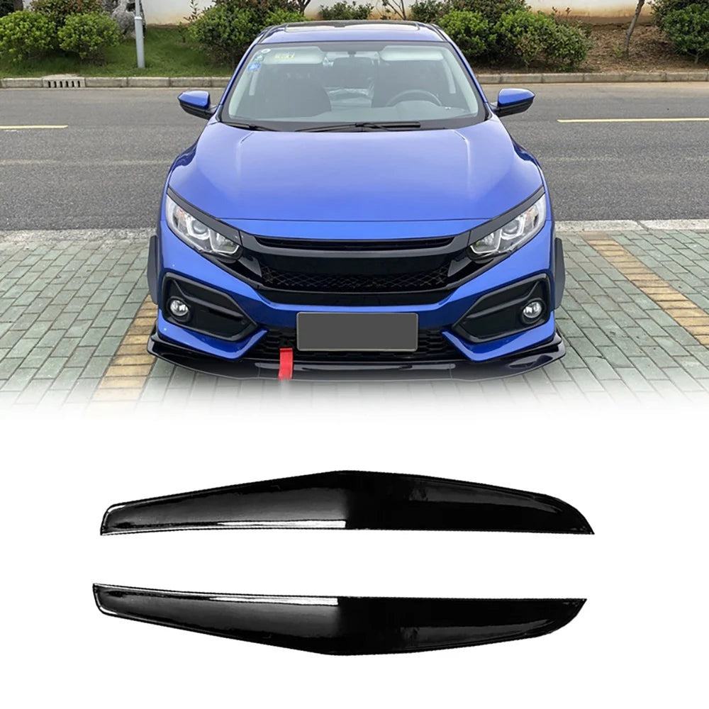Gloss black canards shown with a blue 10th gen Civic hatchback