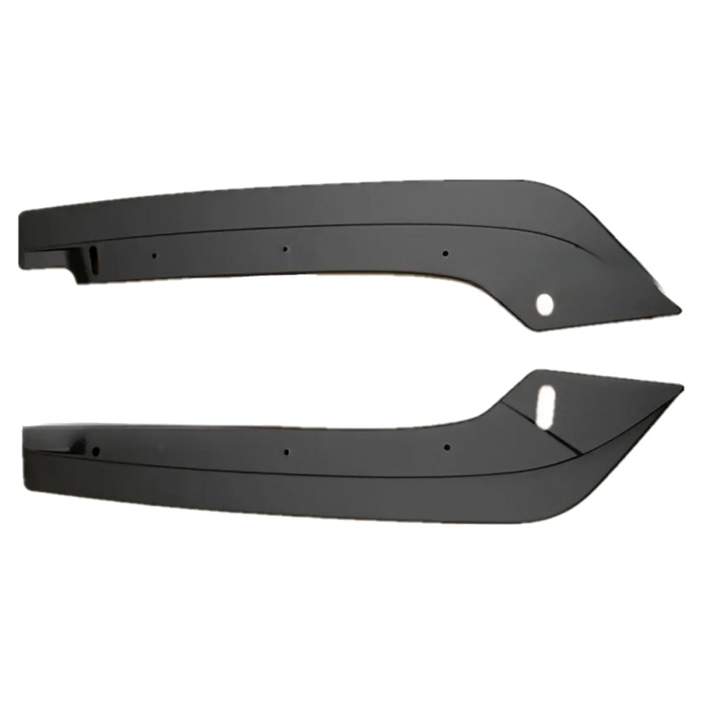 Matte black Civic rear side splitters, flat view showing mounting holes