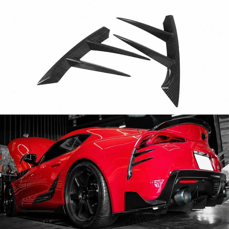 2020-2024 Toyota GR Supra A90/A91 Rear Bumper Canards (Pair) — ABS, Gloss Black or Carbon-Print
