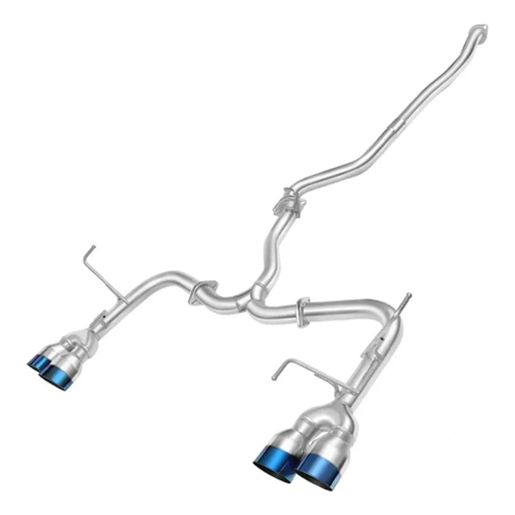 Stainless steel cat-back exhaust system for 2015-2021 Subaru WRX / WRX STI (VA), fully assembled with quad burnt-blue tips